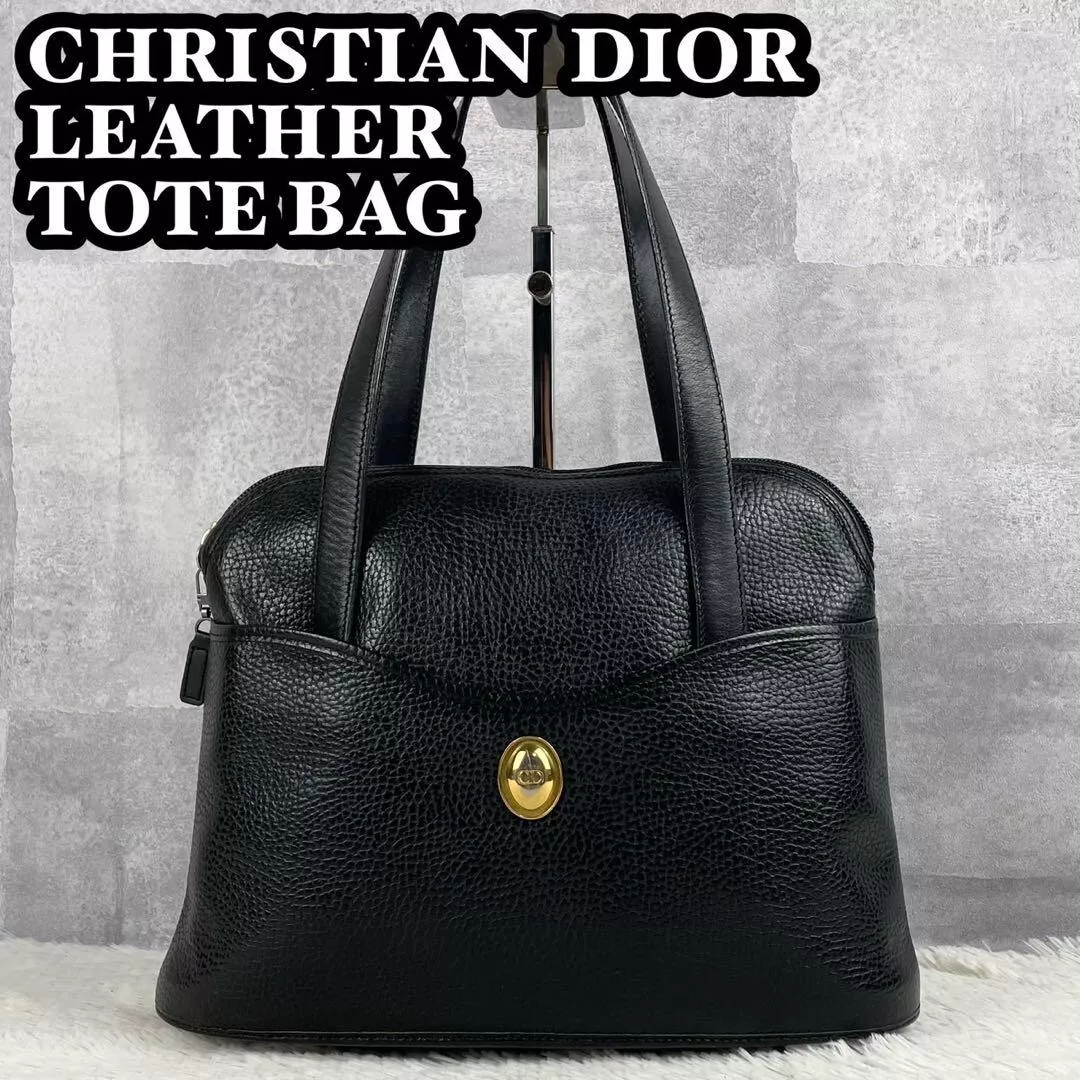 Sac fourre tout Christian Dior cuir noir vintage rétro CD logo doré authentique 202502M