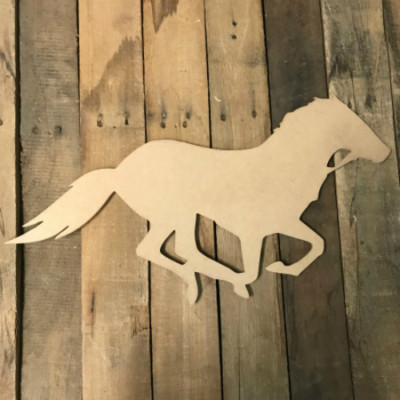 Wooden Horse Running Cutout, Wood Shape, Wall Art Shape, Paintable Wall Craft