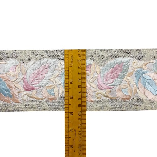 Vintage Saree Border India Decorative Trim Antique Embroidered Ribbon Silk Sari - Picture 7 of 8