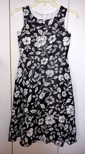 PERFECTLY DRESSED GIRL'S BLACK/WHITE FLORAL SHEER LINED SLEEVELESS DRESS-10