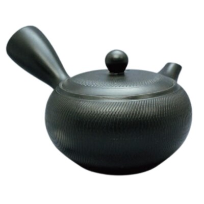 Teapot Kyusu Tokoname - AKIRA - Black - 360 ml/cc - Stainless Mesh Almond Shaped
