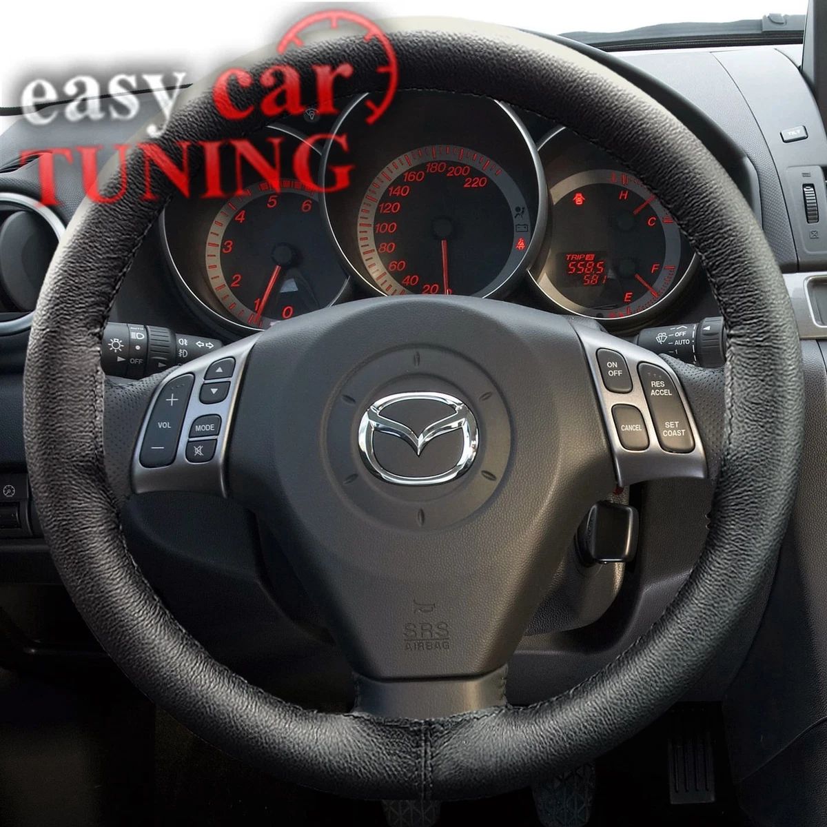 FOR NEW MAZDA 6 2002 2008 BLACK REAL GENUINE 100 LEATHER STEERING
