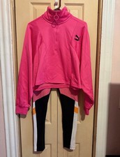 PUMA Women's L 2-Piece Athleisure Set Colorblock Pullover Sweatshirt  Leggings