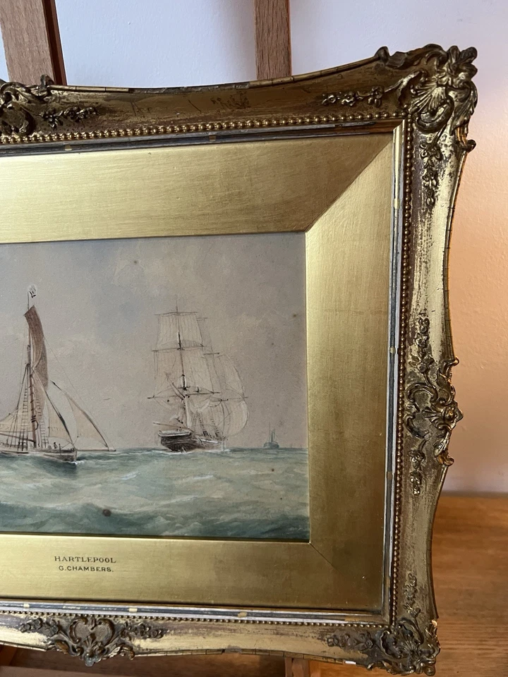 George Chambers Jr Hartlepool Watercolour Signed Framed Painting Original Art - Image 3 of 4