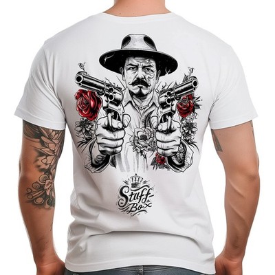 Stuff-Box Herren Rundhals Kurzarm Shirt weiß Chicano STB-1159 Print T Shirt