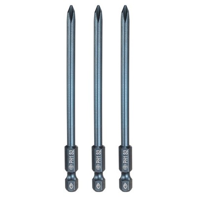 3pcs PH1 Phillips Screwdriver Bit 1/4'' Shank 4'' Long 0.18'' Rod Magnetic S2 Steel