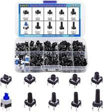 228PCS 10 Values 6x6mm 7x7mm Tactile Push Button Switch Assortment Kit 4 Pin