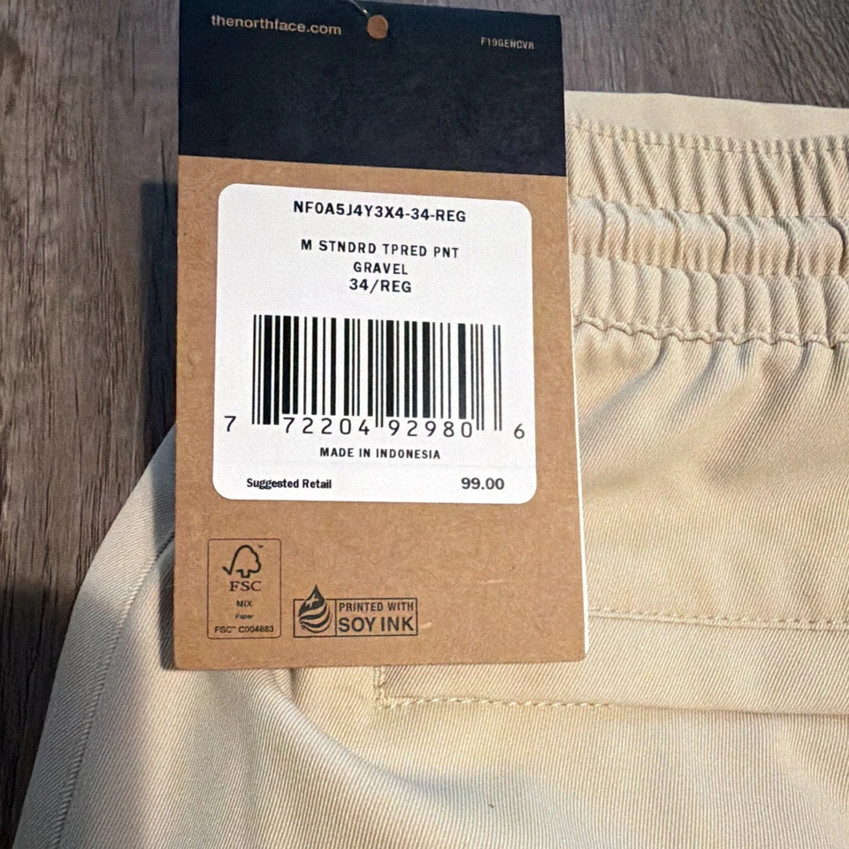 The North Face Standard Tapered Pants Gravel Mens Size 34 Reg NWT $99 - Image 2 of 2