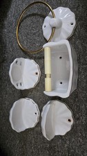Balterley England bathroom sea shell design accessory set - white with gold trim