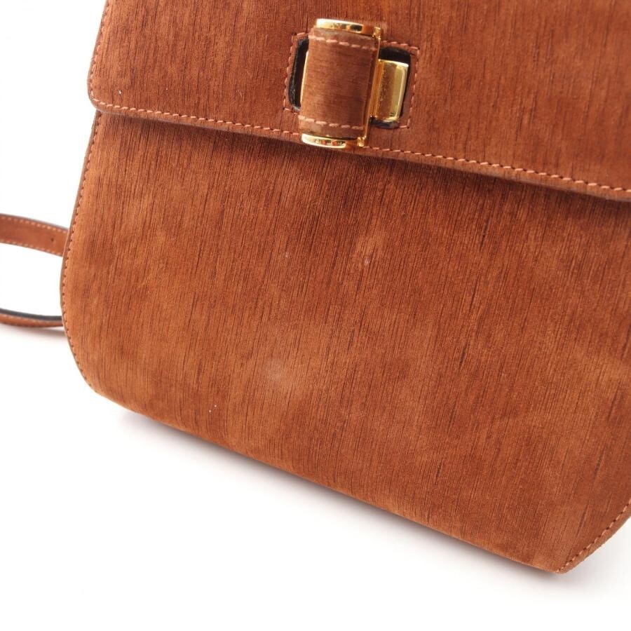 Salvatore Ferragamo Gancini Brown Suede Crossbody Shoulder Bag Auth image 7