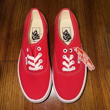 Vans Authentic Red Canvas Lace Up Low Top Shoe Sneaker Men 5.5 Women 7