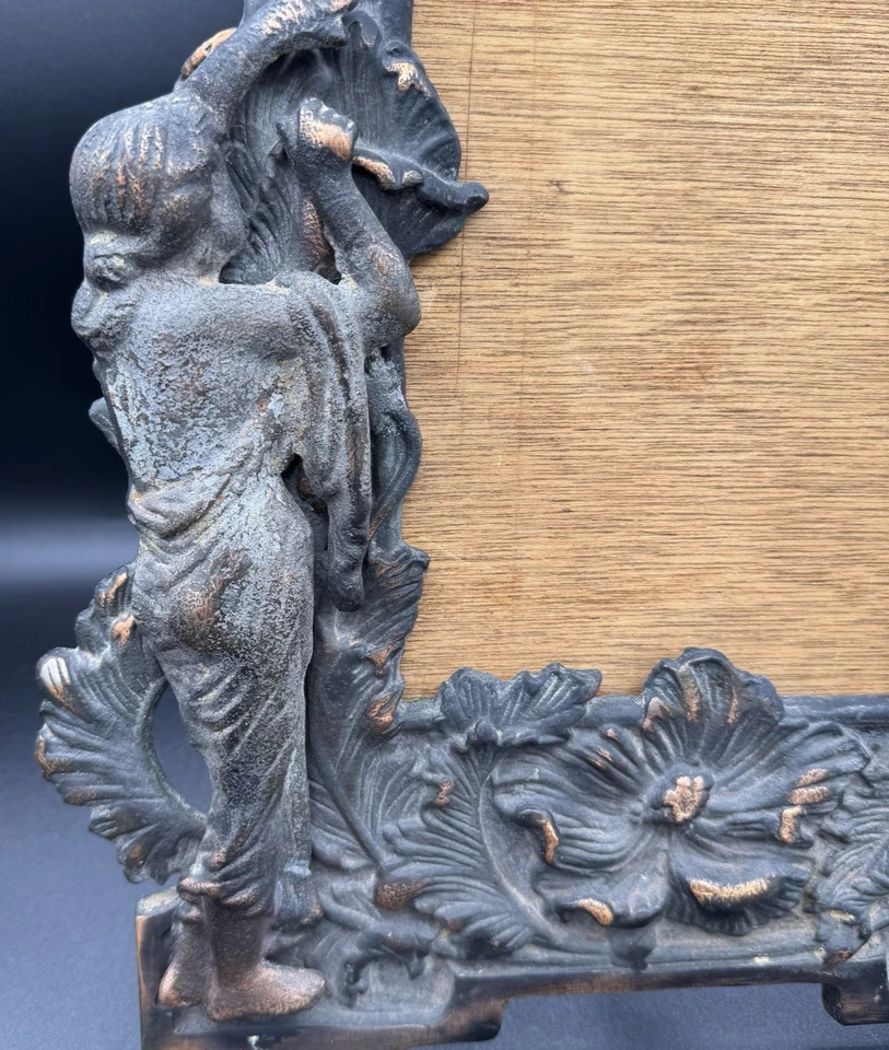 Antique Gilded Cast Iron Art Nouveau W/ Mythical Figures  Easel Frame or Mirror - Image 3 of 4