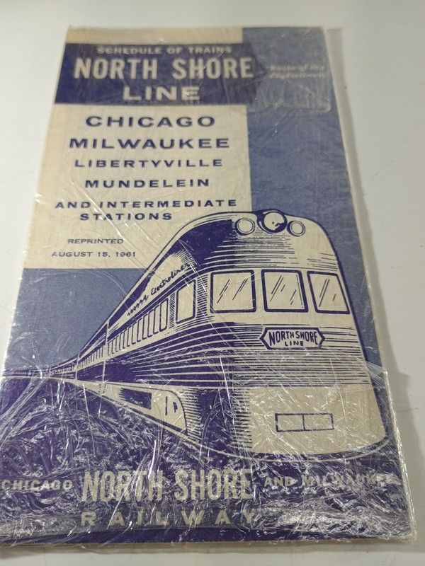 Vintage Railroad Timetable 1961 North Shore Line Chicago Milwaukee Suburban New