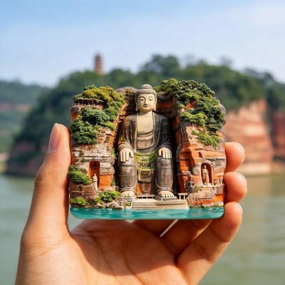 Leshan Giant Buddha Resin Relief Refrigerator Magnet Travel Souvenir