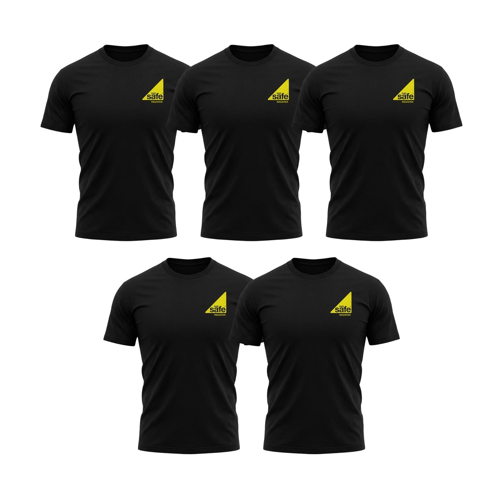 5 Pack Gas Safe T-Shirt | 100% Organic Cotton | Engineer Plumber Gas Fitter Tee