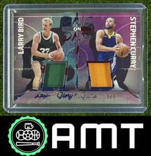 Larry Bird Stephen Curry 2025 Leaf Glory of the Game 3/5 One On One Flag Foil