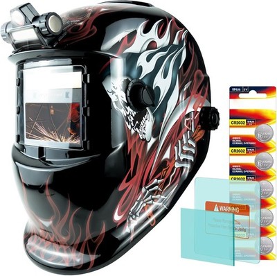 2 Arc Sensors Welding Helmet True Color Auto Darkening Wide Shade 4/9-13