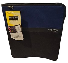 NEW! FIVE STAR 3 RING BINDER Blue Black Pocke...