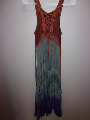 Advance Apparels Women's Size S/M Halter Dress Lace Up Bodice Multicolor