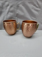 Set of 2 Arora Moscow Mule Mugs 16 oz Hammered Copper Finish with Brass Handles
