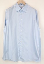 SUITSUPPLY Men Formal Shirt 46L/18L Slim Light Blue Cotton Melange Button Up I