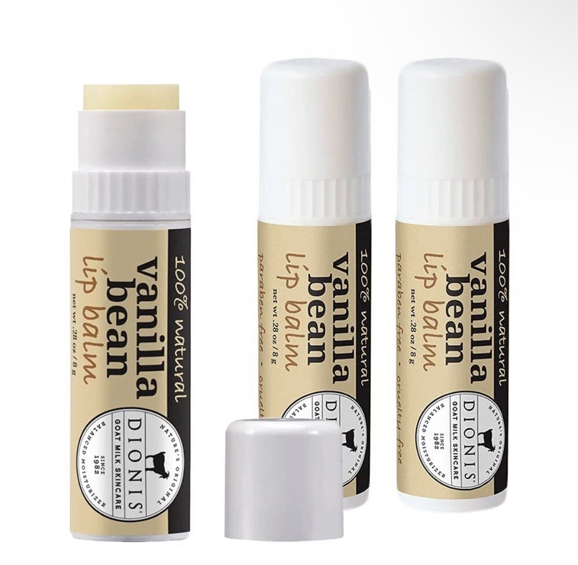 6  Dionis - Goat Milk Skincare Vanilla Bean Scented Lip Balm 0.28 oz - Set of 6