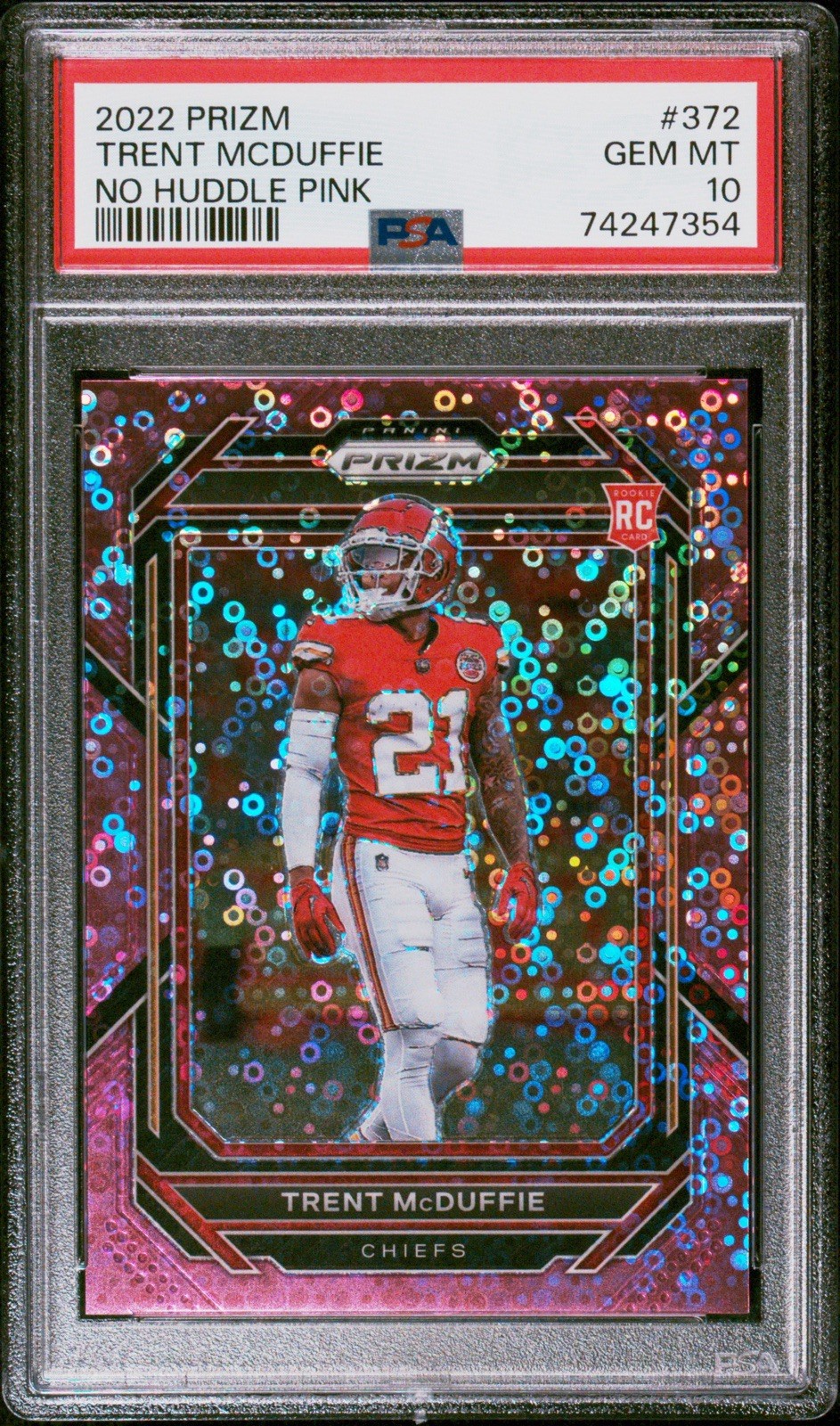 Trent McDuffie 2022 Panini Prizm No Huddle Pink RC /15 PSA Gem 10! Rams, Pop 1