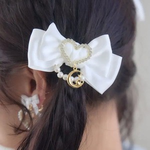 Rojita Cat Hair Clip Hairpin with Ribbon - White Pink Black