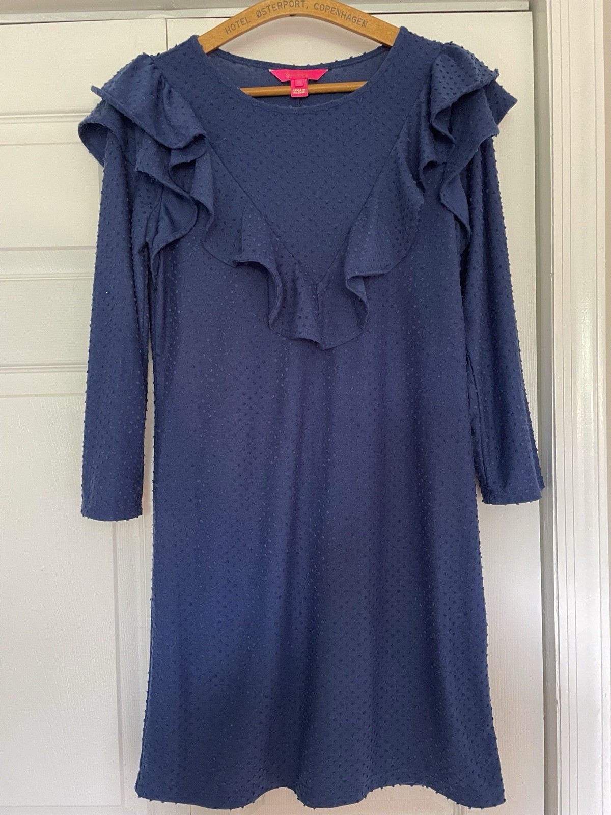 Lilly Pulitzer Dress Blue Ruffle Nautical Coastal Size M