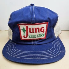 Vintage USA MADE K BRAND Jung Seed Corn Farm Patch Trucker Hat Snapback Cap
