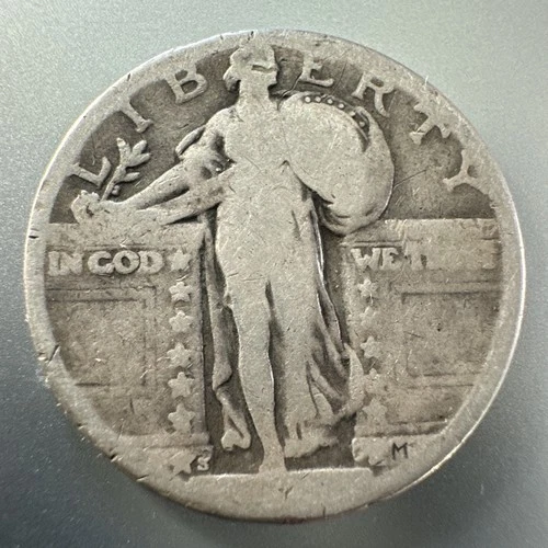 Standing Liberty Quarter  With Worn Date But Beautiful Famous Design- 90% Silver