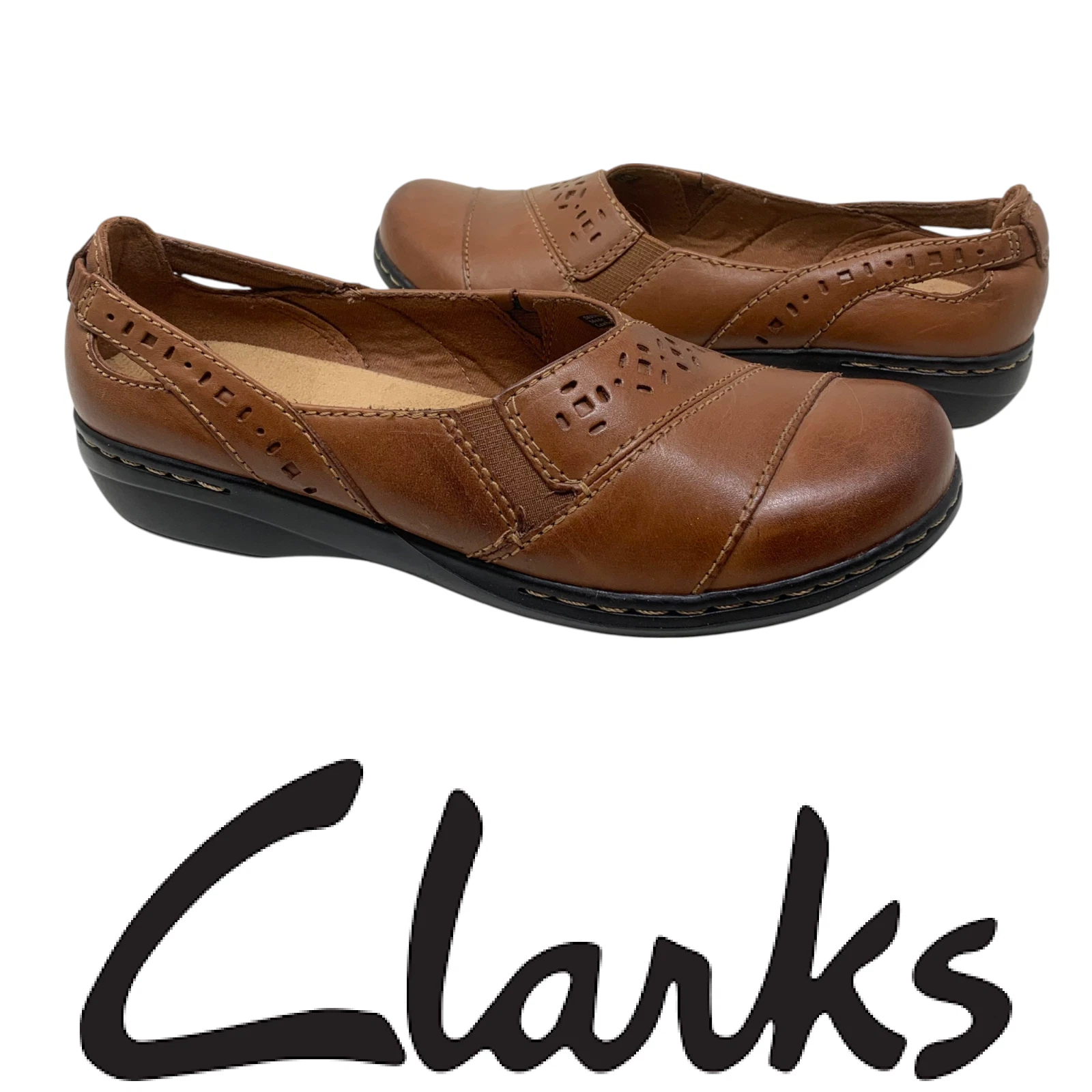 Scarpe mocassini comode Clarks Collection Evianna in pelle marrone nuove senza scatola