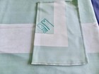 French 40s Art Deco Seafoam Rayon Silver Band Banquet Tablecloth 12 Npk Mono EVM — photo 2