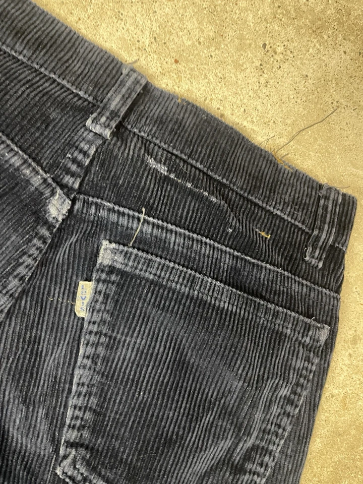 Pantalones de Pana Levi's Azul Vintage Estudiante Pierna Recta Años 60 70 Talla 28x26 EE. UU. Foto 3 de 4