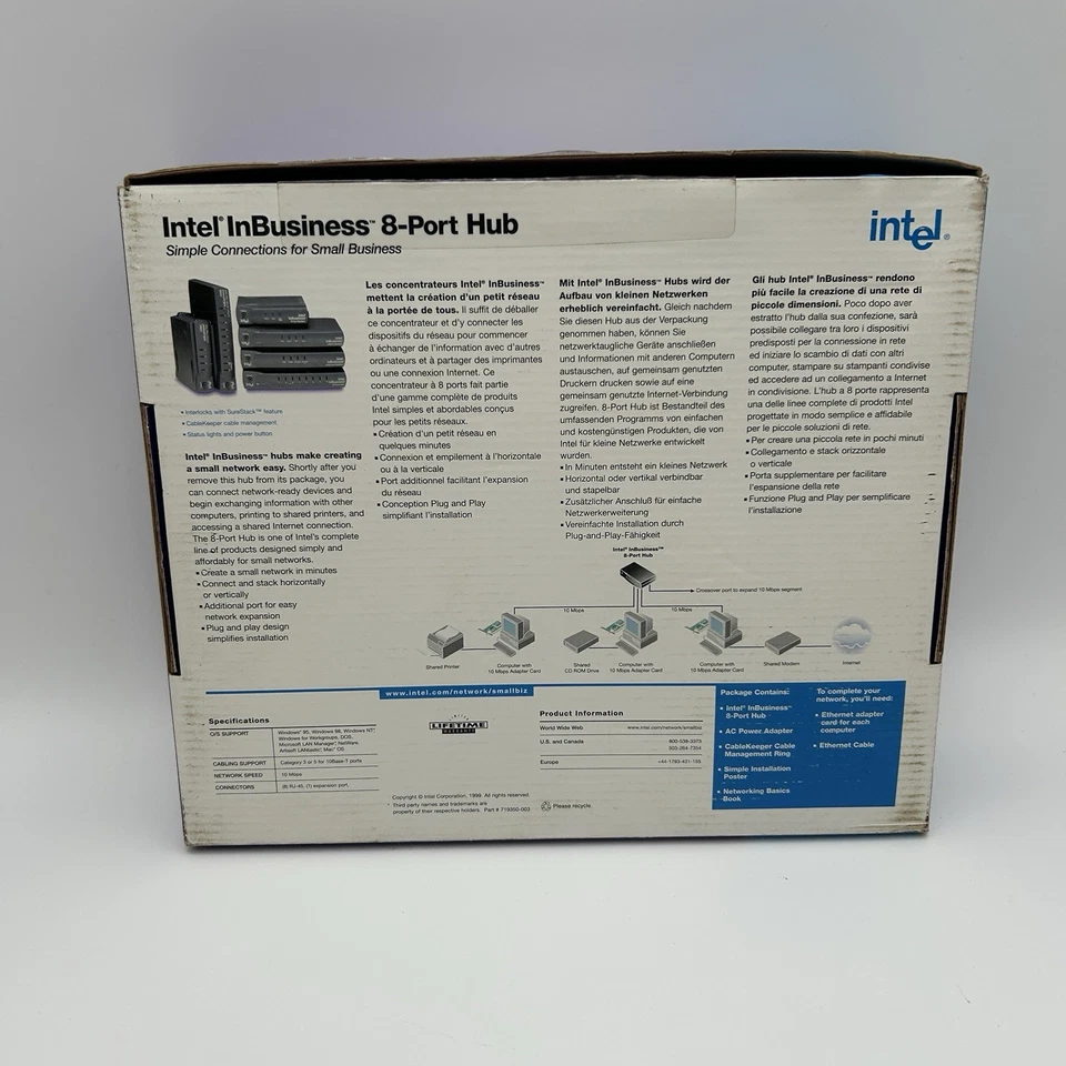 VINTAGE INTEL InBusiness 8-Port Hub 10 Mbps 1999 Open Box Unused As Is - Image 2 of 4