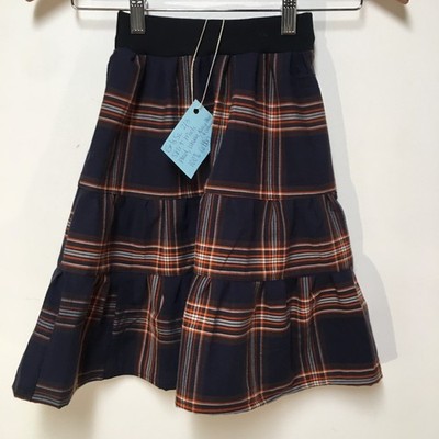 Skirt Girls 2/3 Long Plaid Blue & Orange Ruffle Tiered Cotton Mom and Pop's Kids