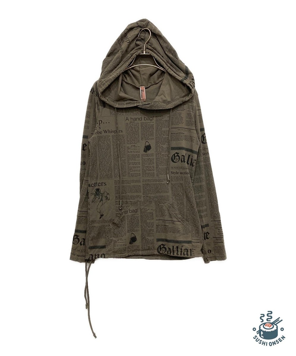 JOHN GALLIANO Newspaper print hoodie Size: EUM Khaki Men | eBay