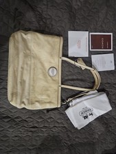 Coach White Patent Leather Tote Shoulder Bag C1120-F15142 Pre-Owned Wear