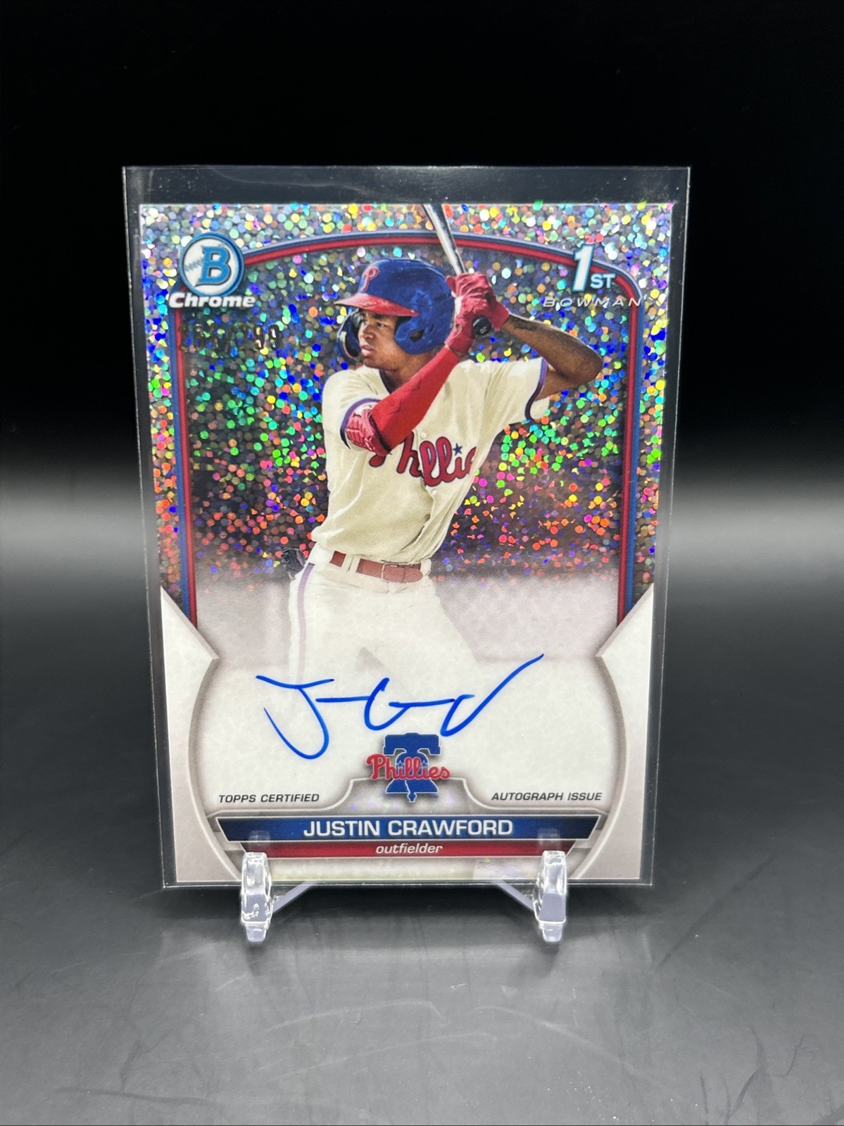 2023 Bowman Chrome Justin Crawford 1st Speckle Auto Autograph /299 Phillies A38