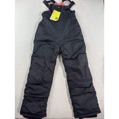 All in Motion Girls Black Snow Bibs Water Resistant Overalls Size L 10/12 NWT