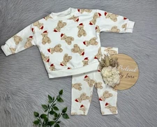 TU Baby Unisex Preloved Two Piece Christmas Bear Outfit Set 0-3 Month