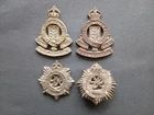 VINTAGE WW2 ROYAL ENGINEERS/ARMY ORDNANCE PLASTIC ECONOMY CAP BADGES (4)