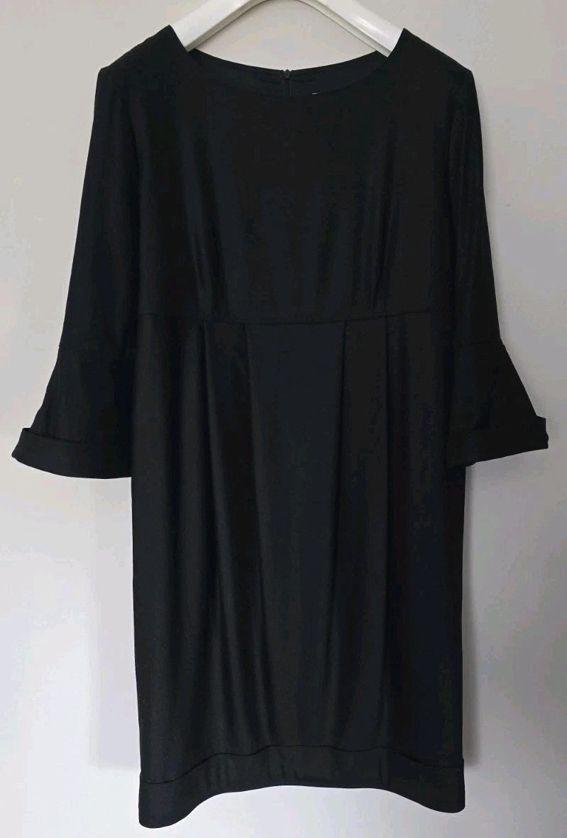 Abito plissettato Burberry London nero lana vergine cashmere angora manica a campana! 14