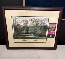 Linda Hartough Signed 10th Hole Camellia August Masters Golf W/ticket & Pin COA