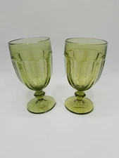 Libbey Glass Company "Gibraltar Olive" 7 Inch Iced Tea Glass-Set of 2