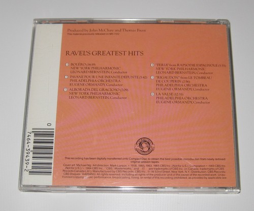 Maurice Ravel - Greatest Hits (1984) - Used Music CD - Classical - Picture 3 of 3