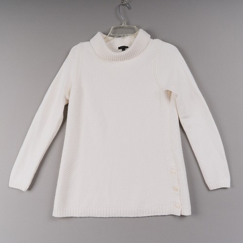 TALBOTS Pullover Gr. Small elfenbein Baumwollmischung Waffelstrick Stehkragenpullover
