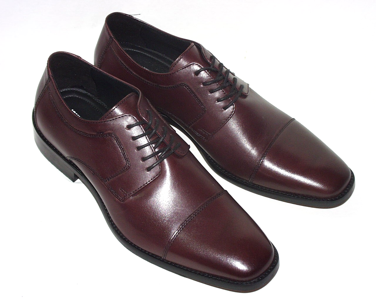 SAOLA Johnston Murphy Uomo Novick Cap Toe Oxford Tomaia in Pelle Borgogna 10M Nuovo