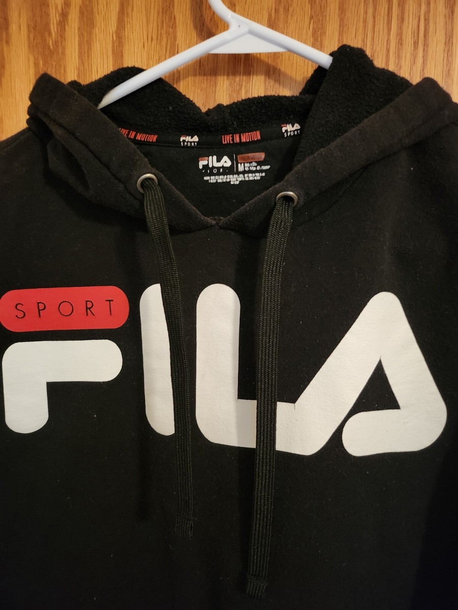 Black Fila Sport Brand Hoodie Sweatshirt Size Medium | eBay
