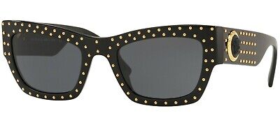 RARE NEW Genuine VERSACE THE CLANS Black Grey Gold Dots Sunglasses VE4358  GB1/87